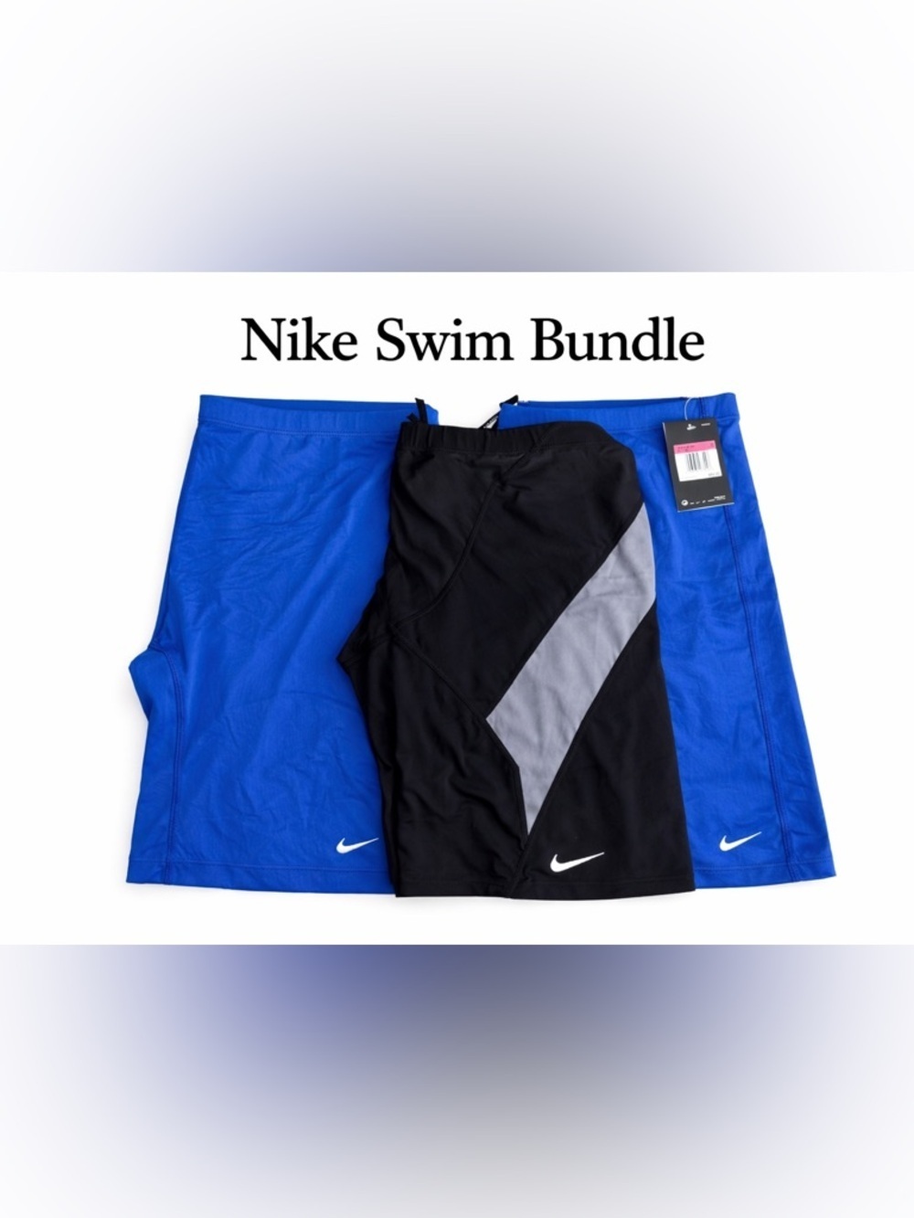 Nike Men’s Performance Swim Jammer Black Blue Gray BUNDLE (3 Pairs) Size 38